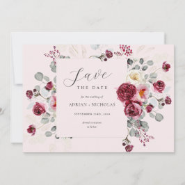 Reserve A Data Casamento Cor-de-rosa Blush & Burgundy Frame Flora