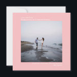 Reserve A Data Casamento Cor-de-rosa com Blush Mínimo de Artsy<br><div class="desc">Este simples casamento Salve a data com um elegante design quadrado com um fundo cor-de-rosa pincelado e texto colocado simetricamente que é justificado no topo e à direita,  justificado no fundo. Carregue sua foto e avise seus convidados sobre sua próxima data de casamento.</div>