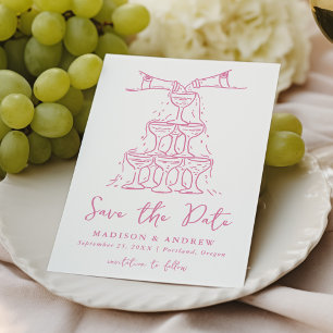 Reserve A Data Casamento Cor-de-rosa com Champanhe Whimsical