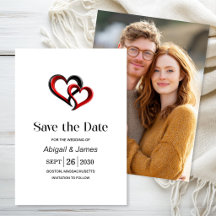 Casamento Corações Pretos e Vermelhos Modernos Sal