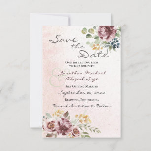 Reserve A Data Casamento Cristão-Floral Rosa-Rosa-Blush da Elegan