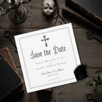 Casamento Crucifixo Preto Elegante Vintage Gótico