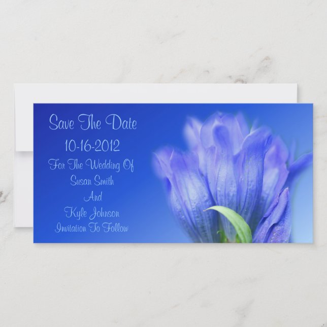 Reserve A Data Casamento da Flor Azul Gentiana (Frente)