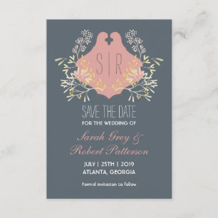 Reserve A Data Casamento Da Flor Da Vintagem Azul Cor-De-Rosa Sal