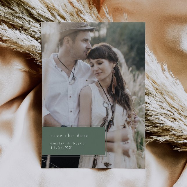 Reserve A Data Casamento da Floresta Verde da EEMELIA Foto Sage (EMELIA Photo Sage Green Forest Mountain Wedding Save The Date)