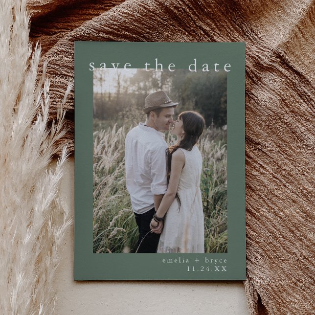 Reserve A Data Casamento da natureza do sábio simples russo (EMELIA Photo Rustic Simple Sage Nature Wedding Save The Date)