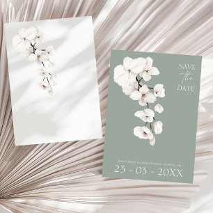 Reserve A Data Casamento da Orquídea Branca Verde do Modern Sage