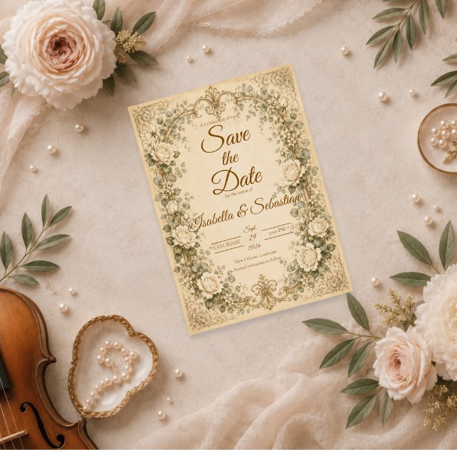 Reserve A Data Casamento da Rosa Marfim Elegante (Criador carregado)