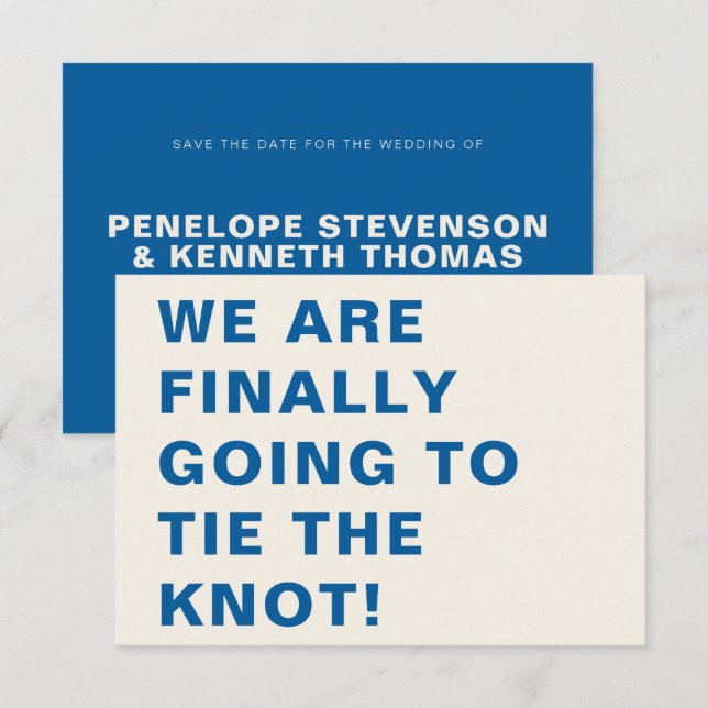 Reserve A Data Casamento da Tipografia Azul Cobalto, Funny Bold M (Frente/Verso)