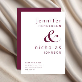 Reserve A Data Casamento da Tipografia Moderna Burgundy Ampersand