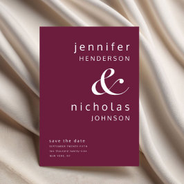 Reserve A Data Casamento da Tipografia Moderna Burgundy Ampersand