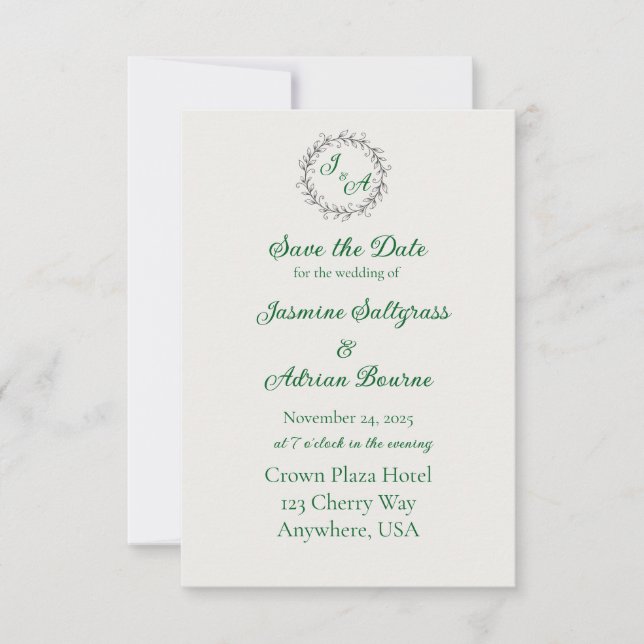 Reserve A Data Casamento da Vinha Esmeralda (Frente)