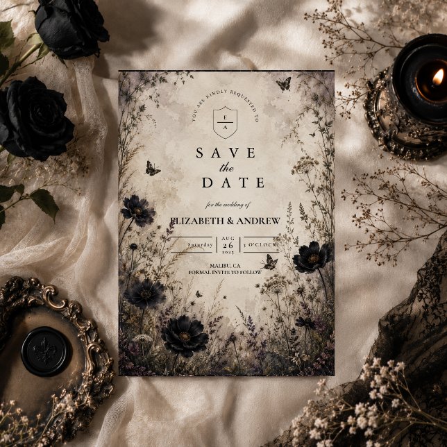 Reserve A Data Casamento Dark Boho Goth (Criador carregado)