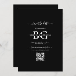 Reserve A Data Casamento das Iniciais do Monograma Branco e Preto
