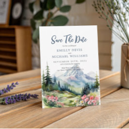 Reserve A Data Casamento das Montanhas Primavera Floral Dusty Blu