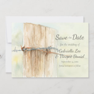 Reserve A Data Casamento de Aquarela da Fazenda Country Fence Pos