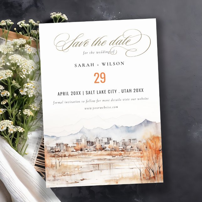 Reserve A Data Casamento de Aquarela de Utah, no lago de sal míni (Criador carregado)