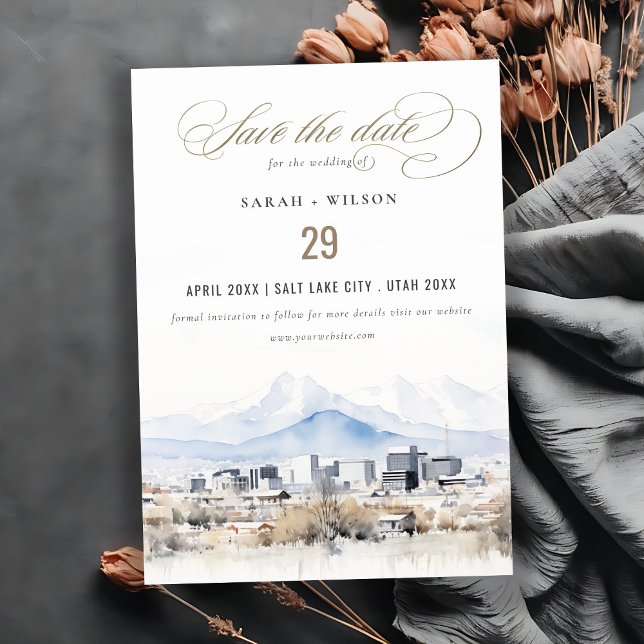 Reserve A Data Casamento de Aquarela de Utah, no lago de sal míni (Criador carregado)