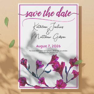 Reserve A Data Casamento De Aquarela Floral Rosa Brilhante
