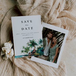 Reserve A Data Casamento de Aquarela Tropical de Praia