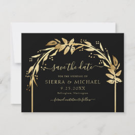 Reserve A Data Casamento de Arca de Folhagem do Ouro Negro Elegan