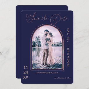 Reserve A Data Casamento de Arco Azul com Marinho Simples Rosa Mo