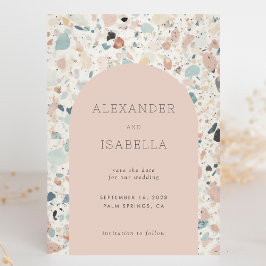 Reserve A Data Casamento de Arco Retroativo de Pastel Terrazzo Bl
