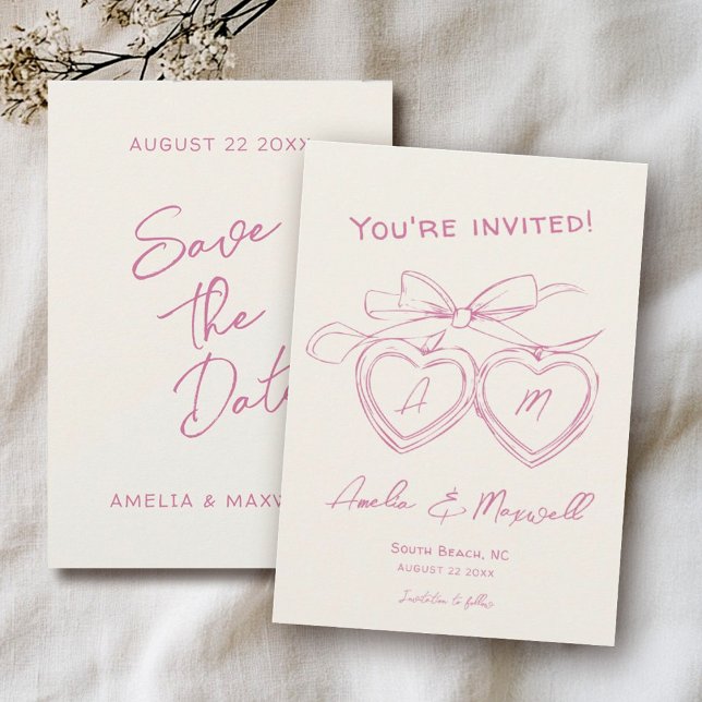 Reserve A Data Casamento de Arco rosa, Monograma Moderno, Bonito  (Criador carregado)