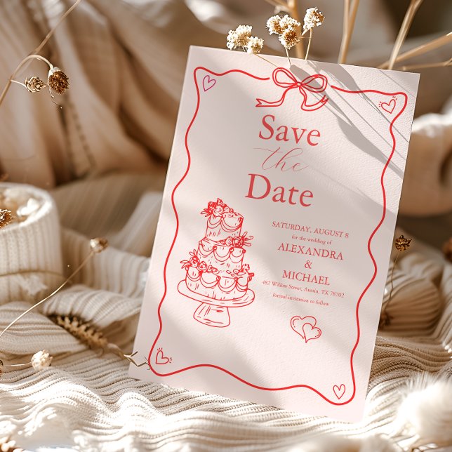 Reserve A Data Casamento de Arte Doodle Retro Caprichoso (Criador carregado)