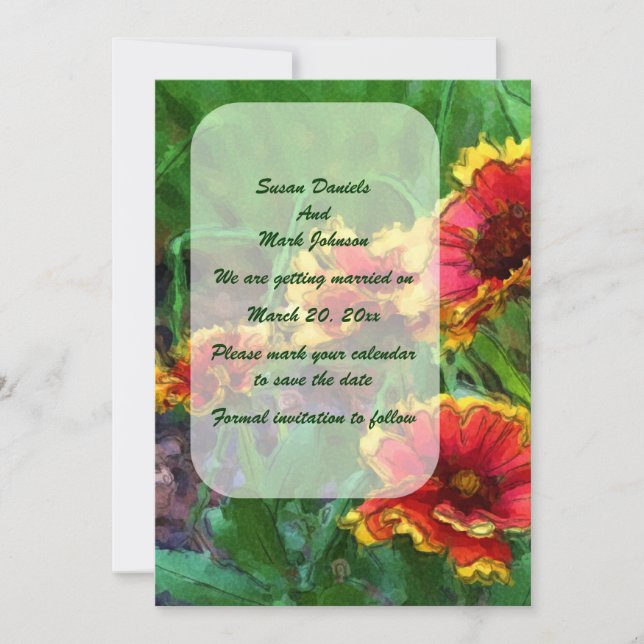 Reserve A Data Casamento de Arte Floral de Orange Daisy (Frente)