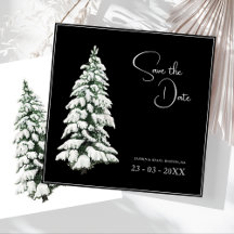 Casamento de Árvore de Natal Elegante Preta e Neva
