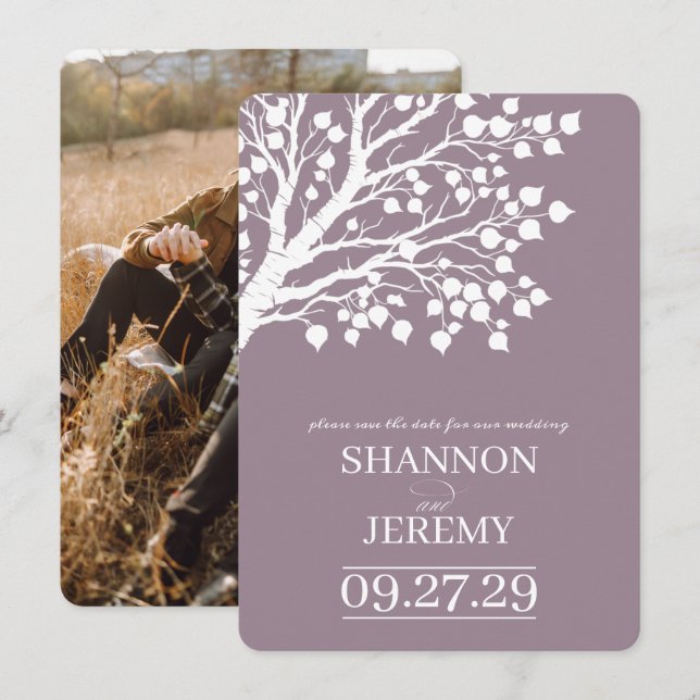 Reserve A Data Casamento de Árvore Dusty Rosa Aspen (Frente/Verso)