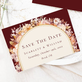 Reserve A Data Casamento de Autumn Floral Burgundy Cream Arch