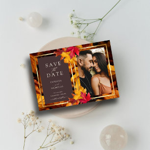 Reserve A Data Casamento de Autumn Woody Brown & Elegant Frame Ou