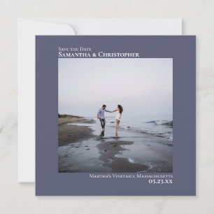 Reserve A Data Casamento de Azul de Aço com Foto Mínimo em Artéri