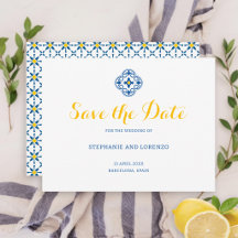 Casamento de Azulejo Mediterrâneo Aquarela Limão