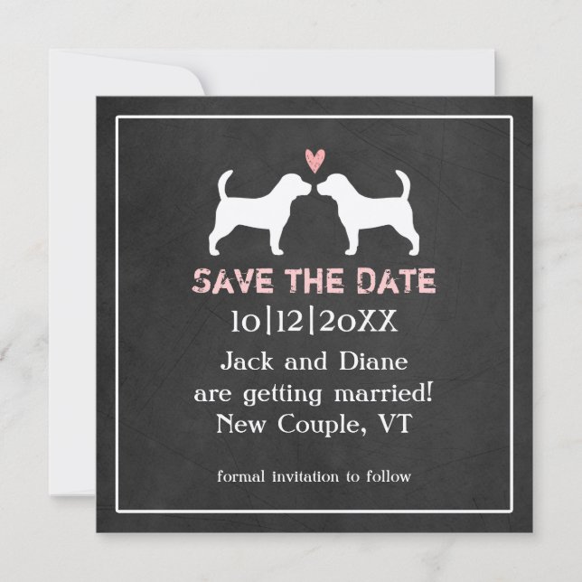 Reserve A Data Casamento de Beagles Salve a Data (Frente)