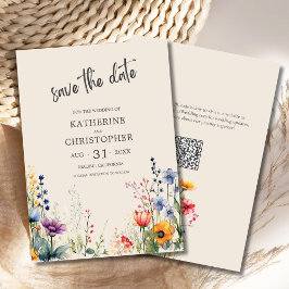 Reserve A Data Casamento de Beige de Flores Selvagens Legais Colo