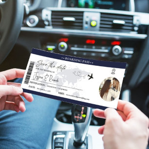 Reserve A Data Casamento de Bilhetes Azul de Embarque de marinho