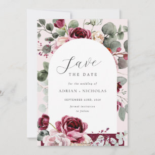 Reserve A Data Casamento de Blush & Burgundy Floral Eucalyptus Sp