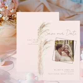 Reserve A Data Casamento de Blush de Foto do Casal Pampas Simples
