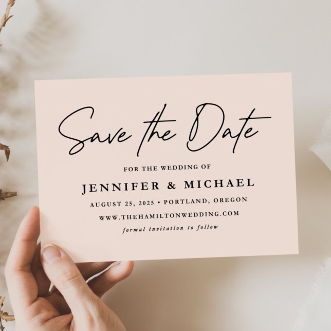 Reserve A Data Casamento de Blush de Script Casual (Criador carregado)