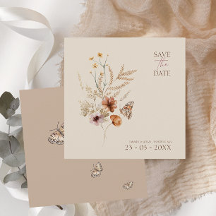 Reserve A Data Casamento de Boho Brown com flores e borboletas