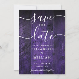 Reserve A Data Casamento de Boho de Madeira Rústico Roxo
