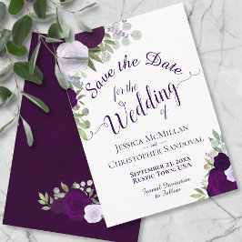 Reserve A Data Casamento de Boho Floral Elegante Plum Purple Wate