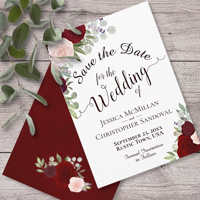 Reserve A Data Casamento de Boho Floral Floral Burgundy (Criador carregado)