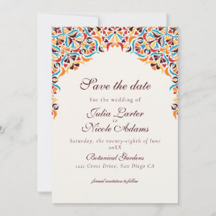 Reserve A Data Casamento de Borda com Estilo Floral de Marfim, Lu