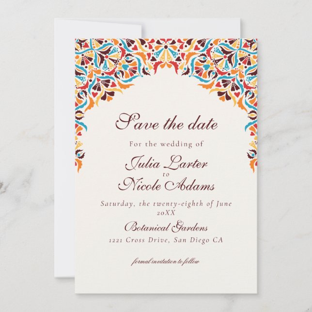 Reserve A Data Casamento de Borda com Estilo Floral de Marfim, Lu (Frente)