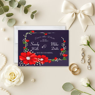 Reserve A Data Casamento de Borda Floral Roxo Elegante