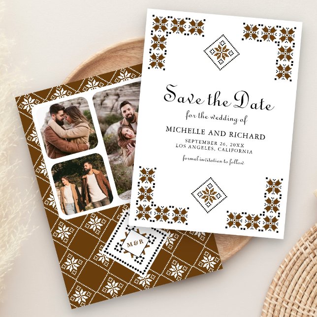 Reserve A Data Casamento de Bordado Ucraniano Marrom e Preto (Criador carregado)